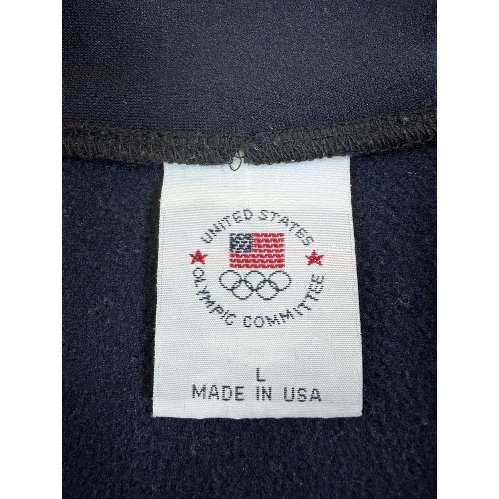 Vintage USA Olympic Committee Track Jacket Navy Blue Full Zip Mens L Made USA